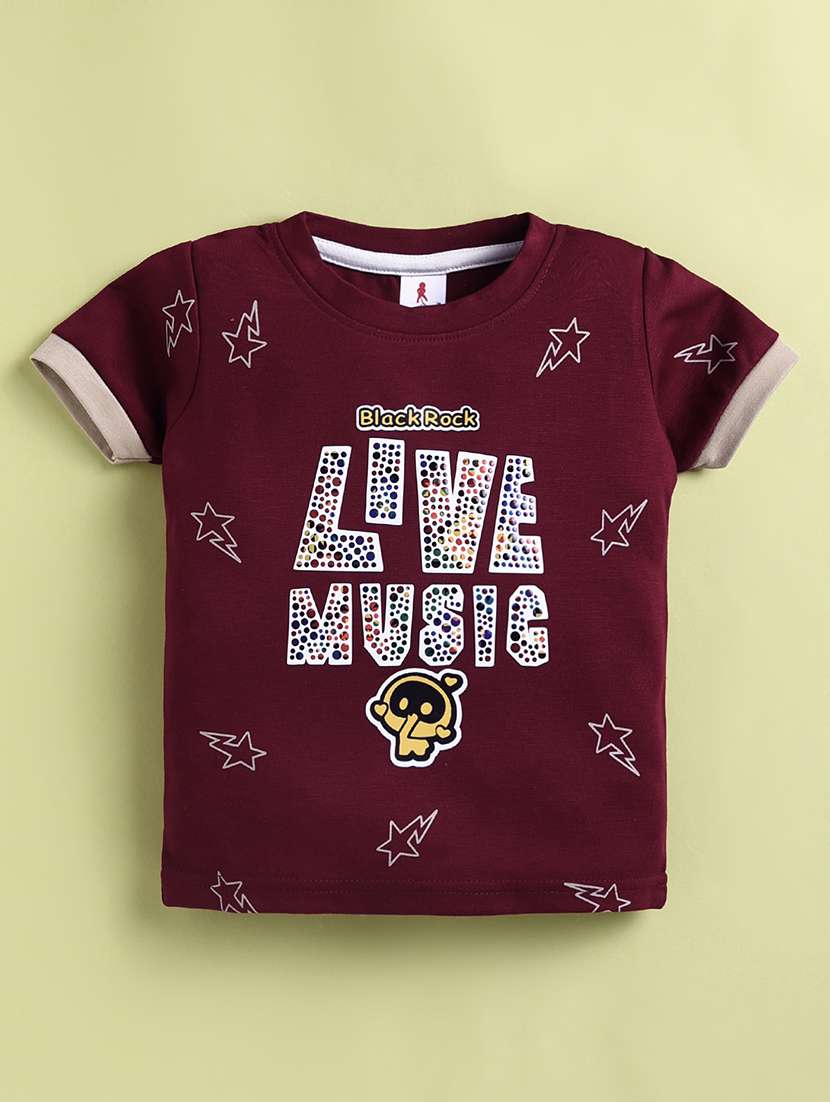boys maroon cotton blend shorts set co-ords set - 22448454 -  Standard Image - 2