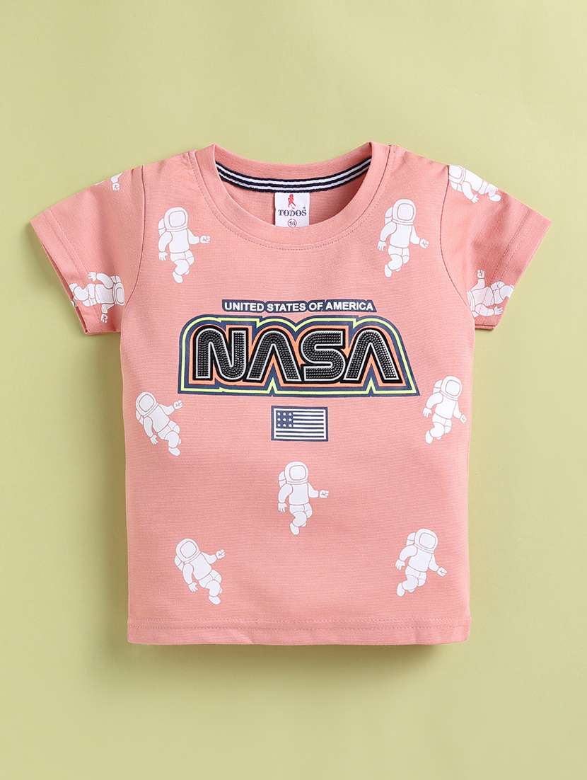 boys peach cotton blend shorts set co-ords set - 22448456 -  Standard Image - 2