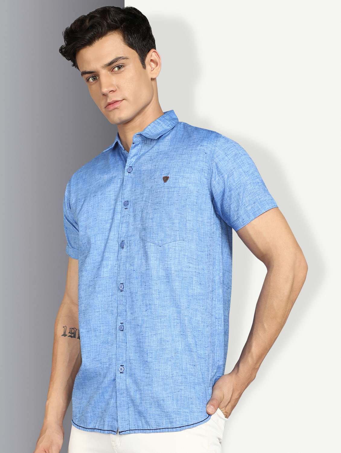 men solid short sleeve slim fit casual shirt - 22448632 -  Standard Image - 2