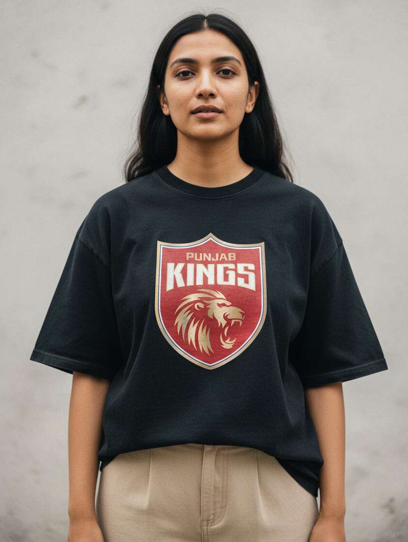 women punjab kings printed drop sleeve oversized t-shirt