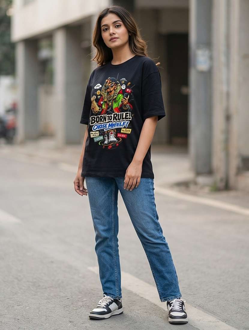 women printed drop sleeve oversized t-shirt - 22448689 -  Standard Image - 2