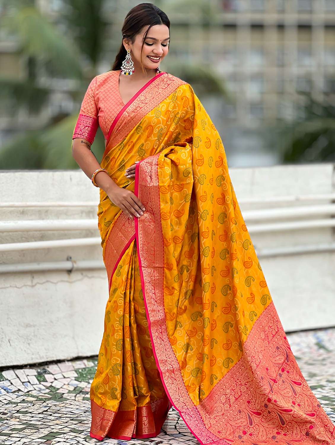 women bandhani patola saree with blouse - 22448913 -  Standard Image - 2