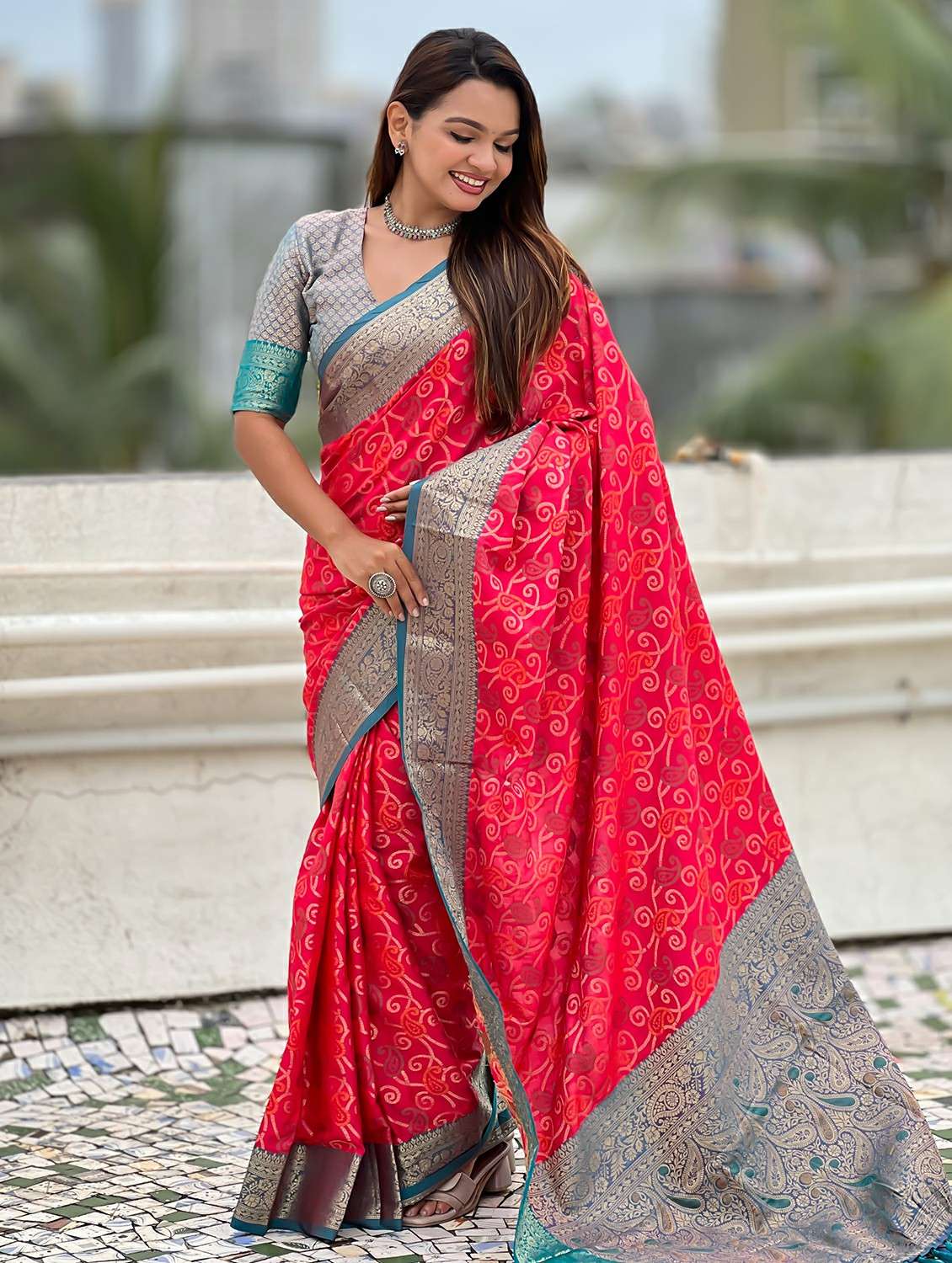 women bandhani patola saree with blouse - 22448914 -  Standard Image - 2