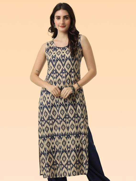 women beige rayon a-line kurta - 22449005 -  Standard Image - 2