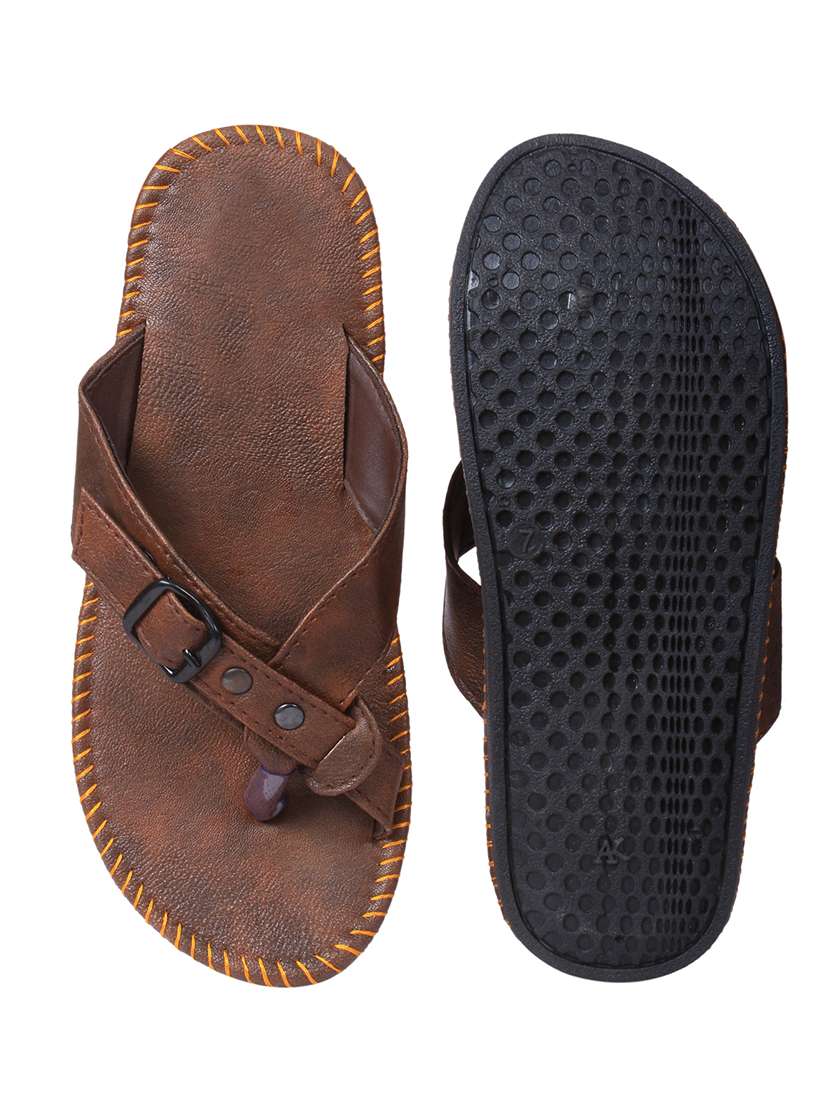 men brown toe seperator sandal - 22449093 -  Standard Image - 2