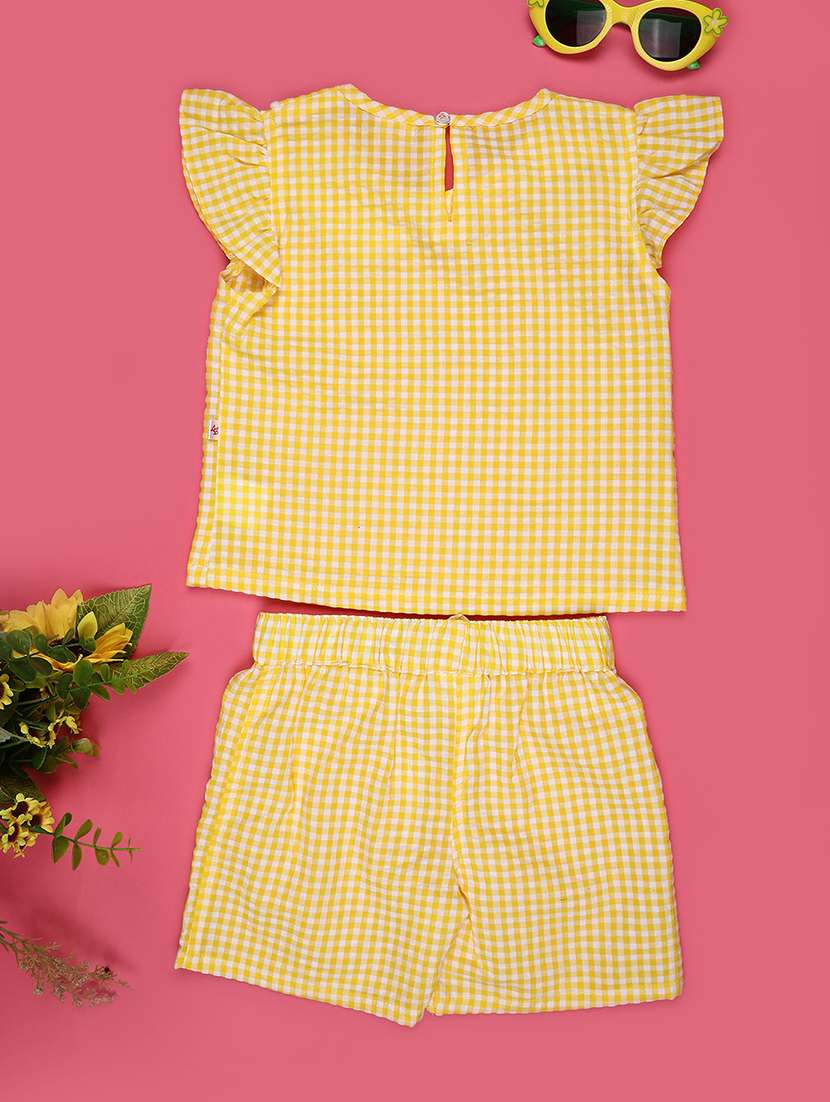 Girls Checkered Peter Pan Collar Top & Shorts Set - 22449254 -  Standard Image - 2