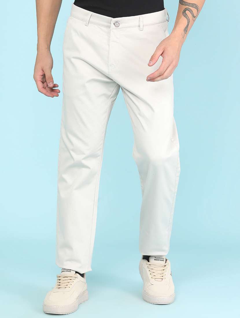 men solid mid rise regular fit chinos
