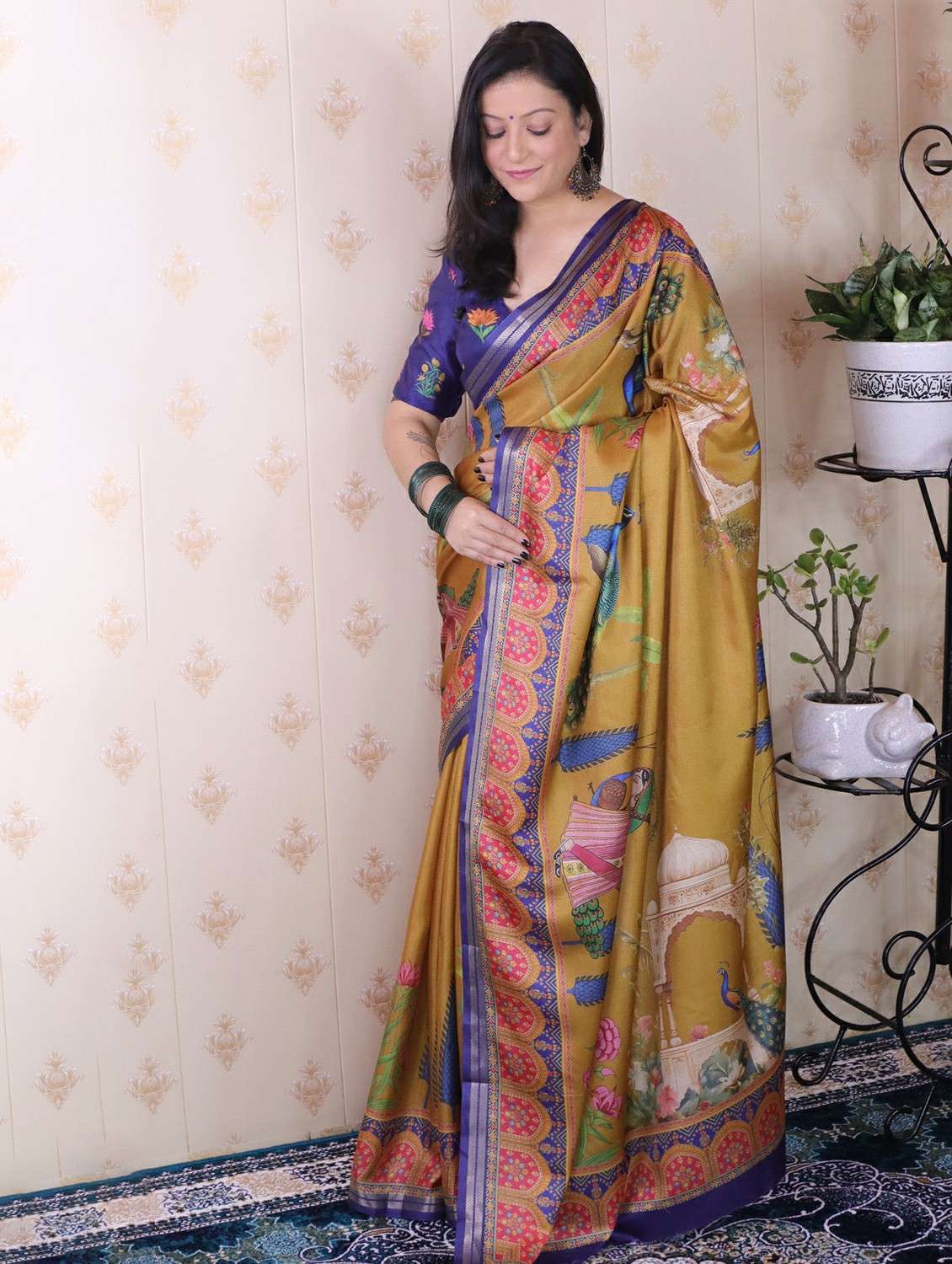 women printed saree with blouse - 22449688 -  Standard Image - 2