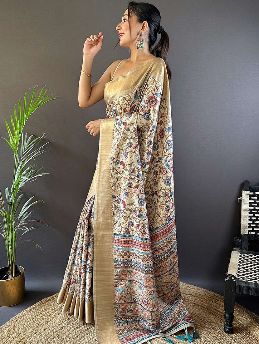 women grey printed saree with blouse - 22449695 -  Standard Image - 2