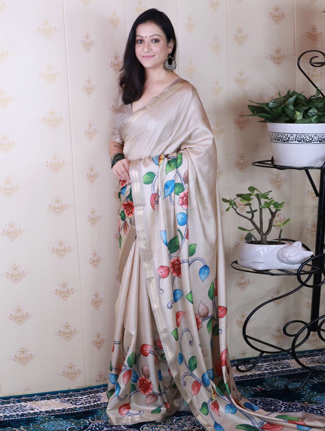 women kalamkari printed saree with blouse - 22449712 -  Standard Image - 2