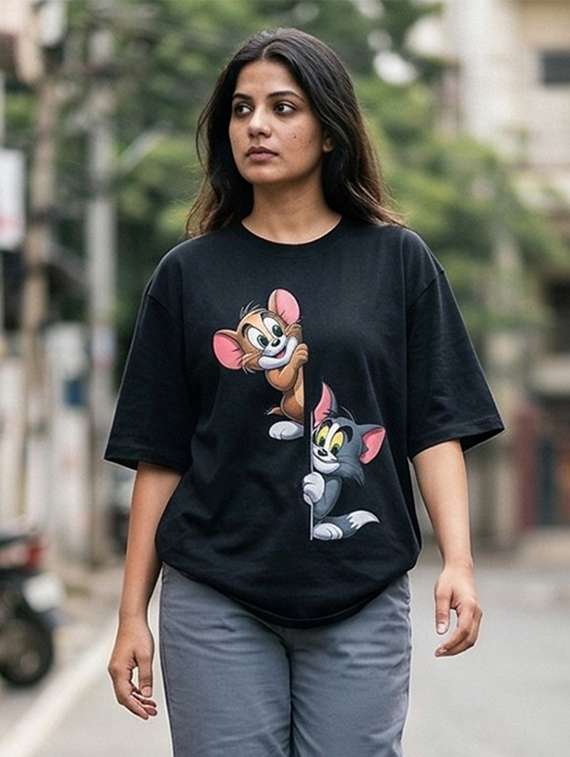 women graphic drop sleeve oversized t-shirt