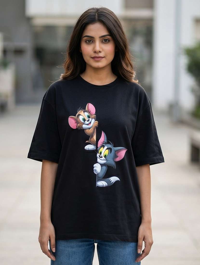 women graphic drop sleeve oversized t-shirt