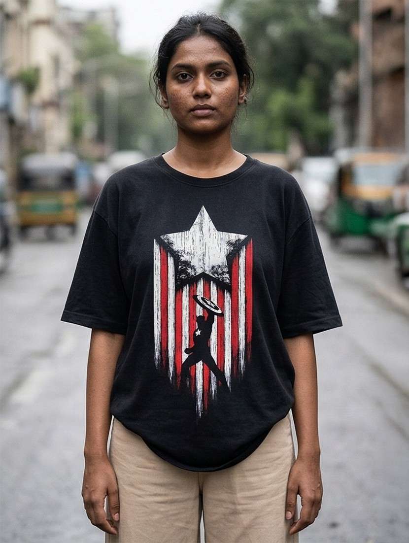 women graphic drop sleeve oversized t-shirt