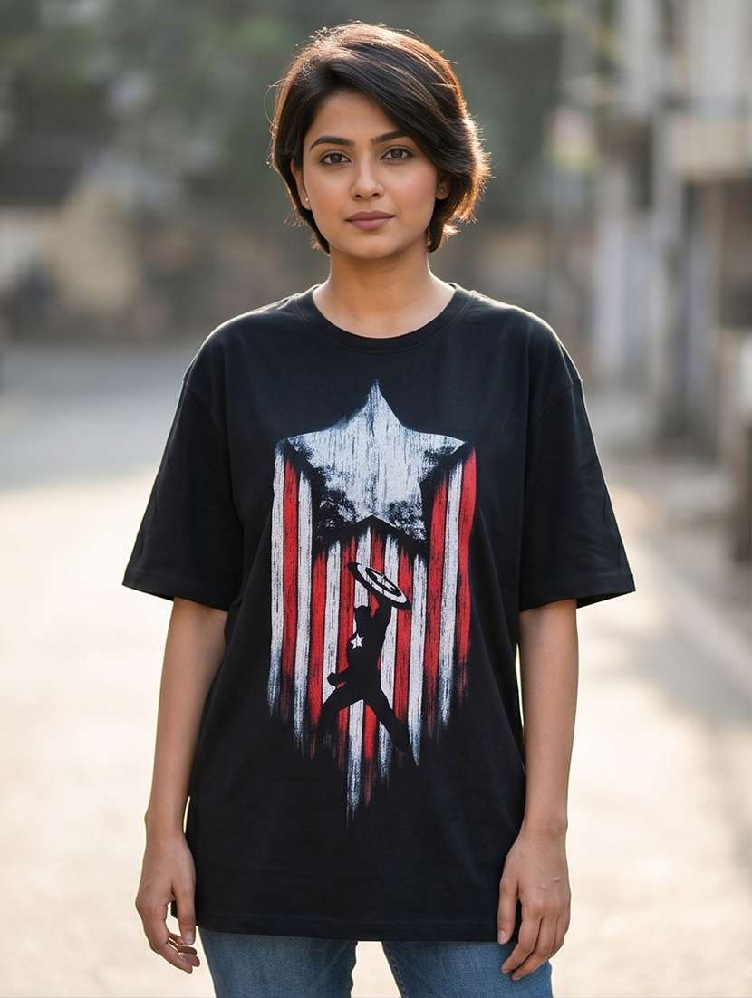 women graphic drop sleeve oversized t-shirt