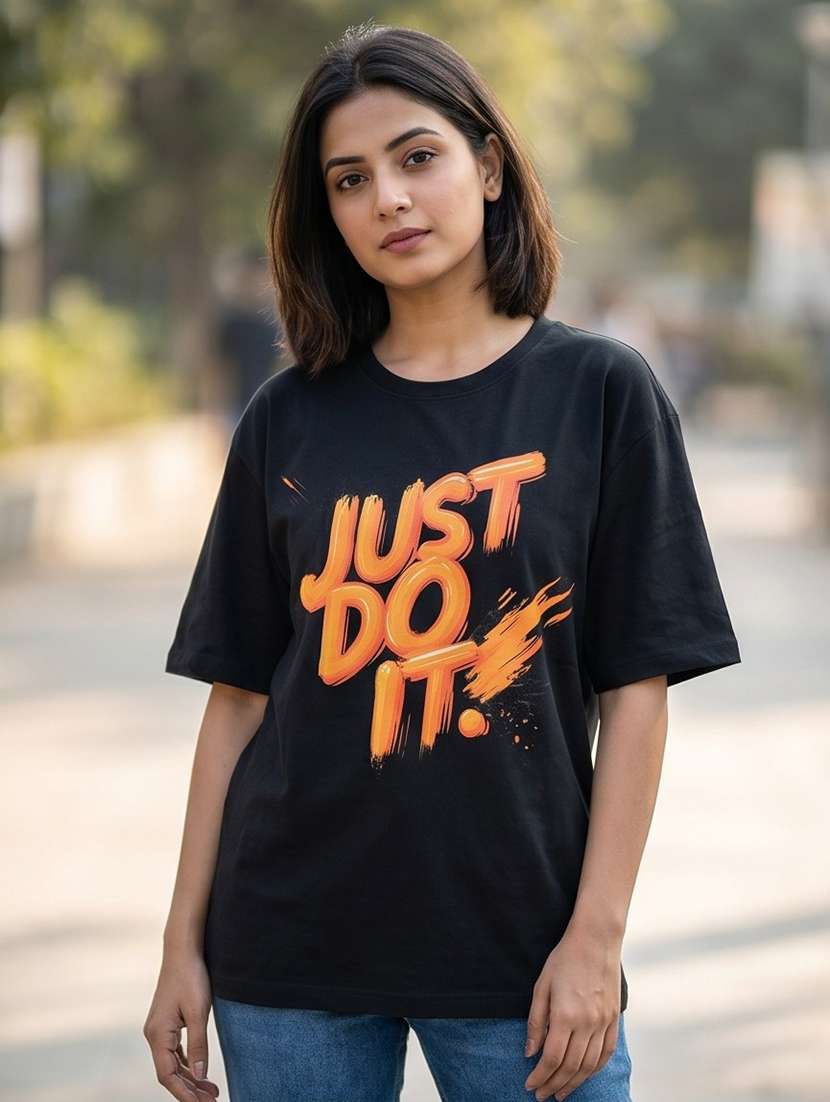 women typographic drop sleeve oversized t-shirt
