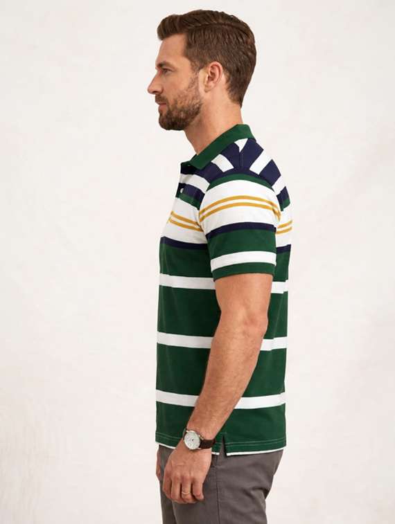 Men Striped Short Sleeve Regular Fit Polo T-shirt - 22449832 -  Standard Image - 2