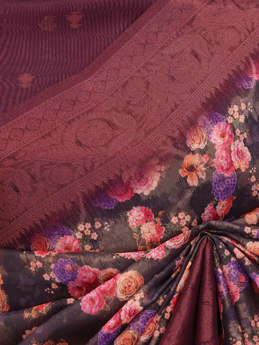 women floral printed bordered saree with blouse - 22449835 -  Standard Image - 2