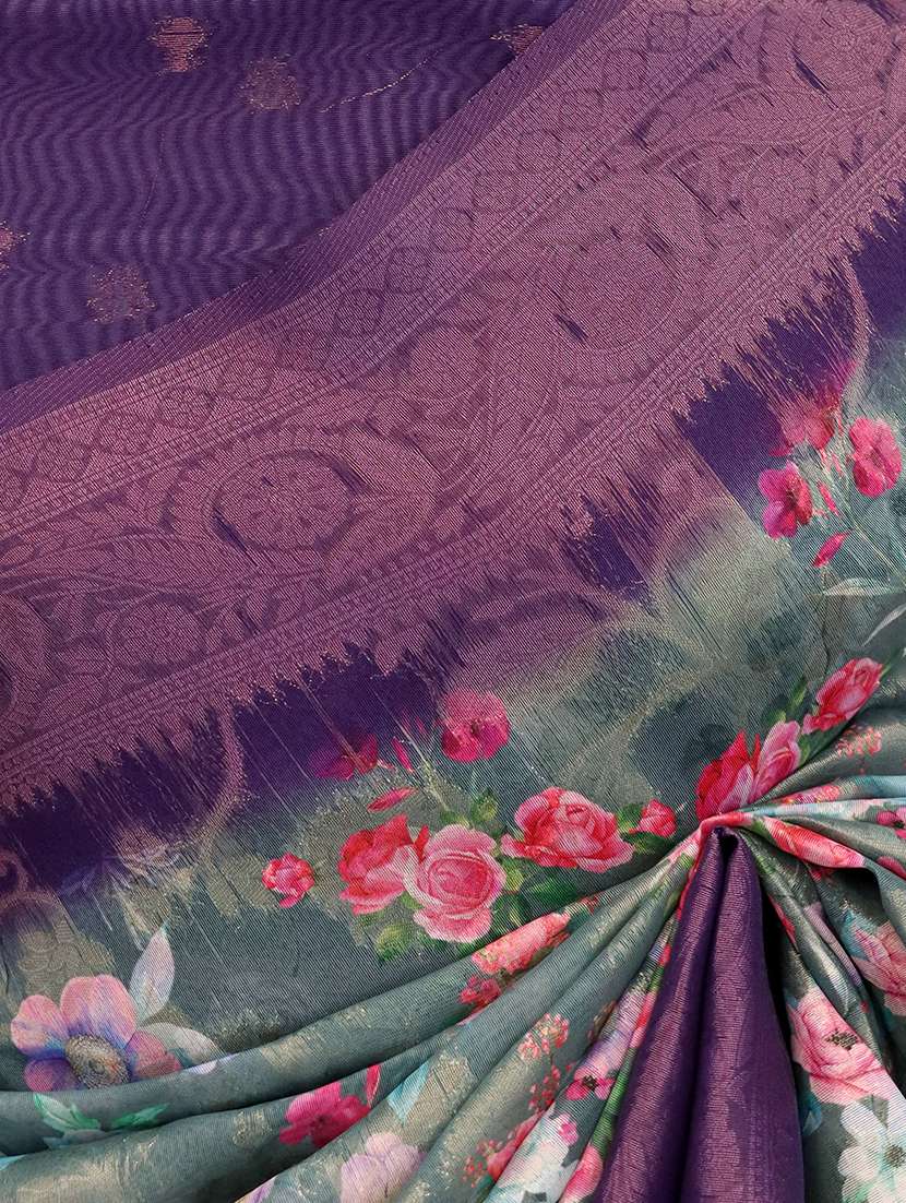women floral printed bordered saree with blouse - 22449839 -  Standard Image - 2