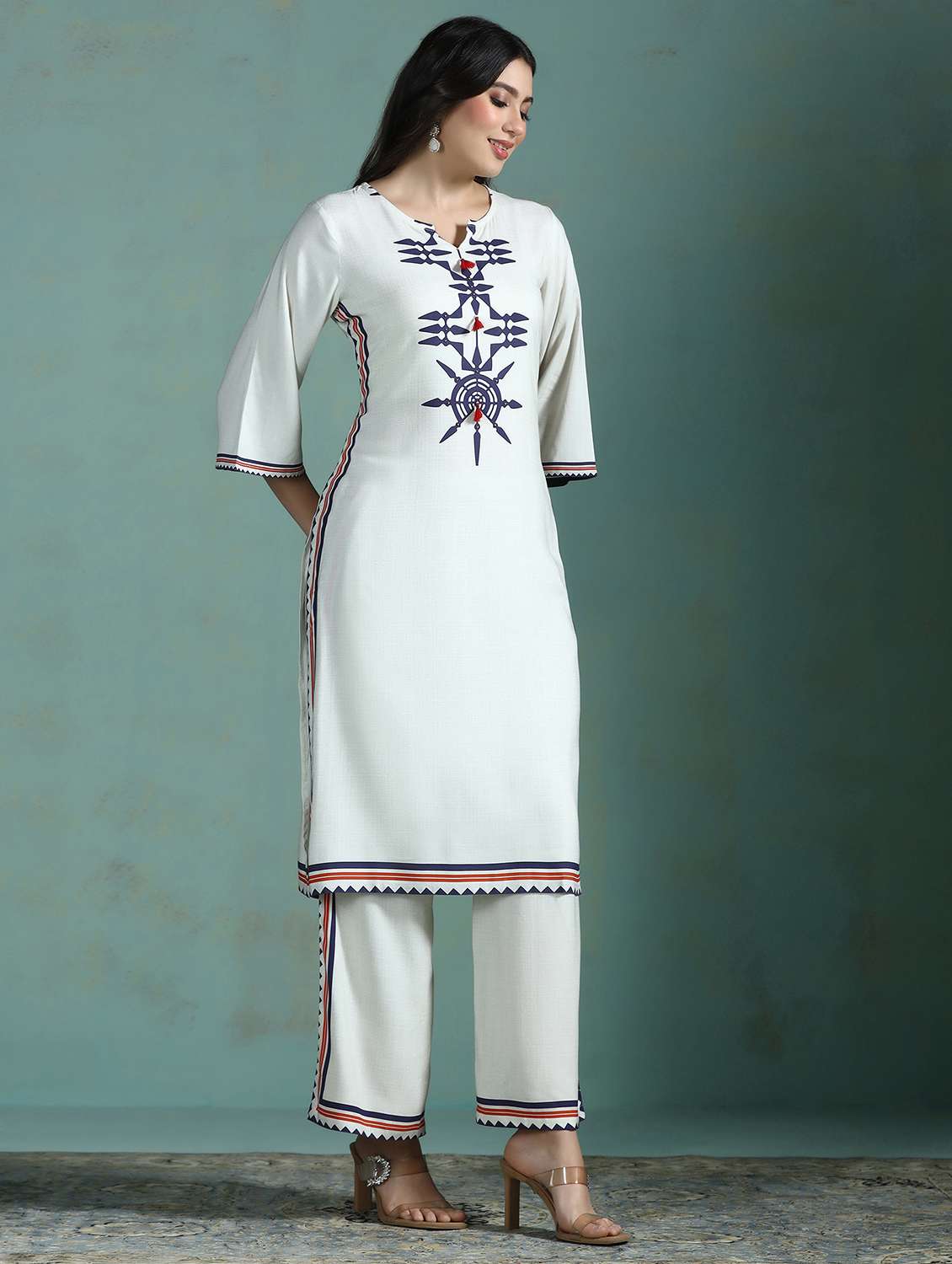 women cream kurta pant set - 22449883 -  Standard Image - 2