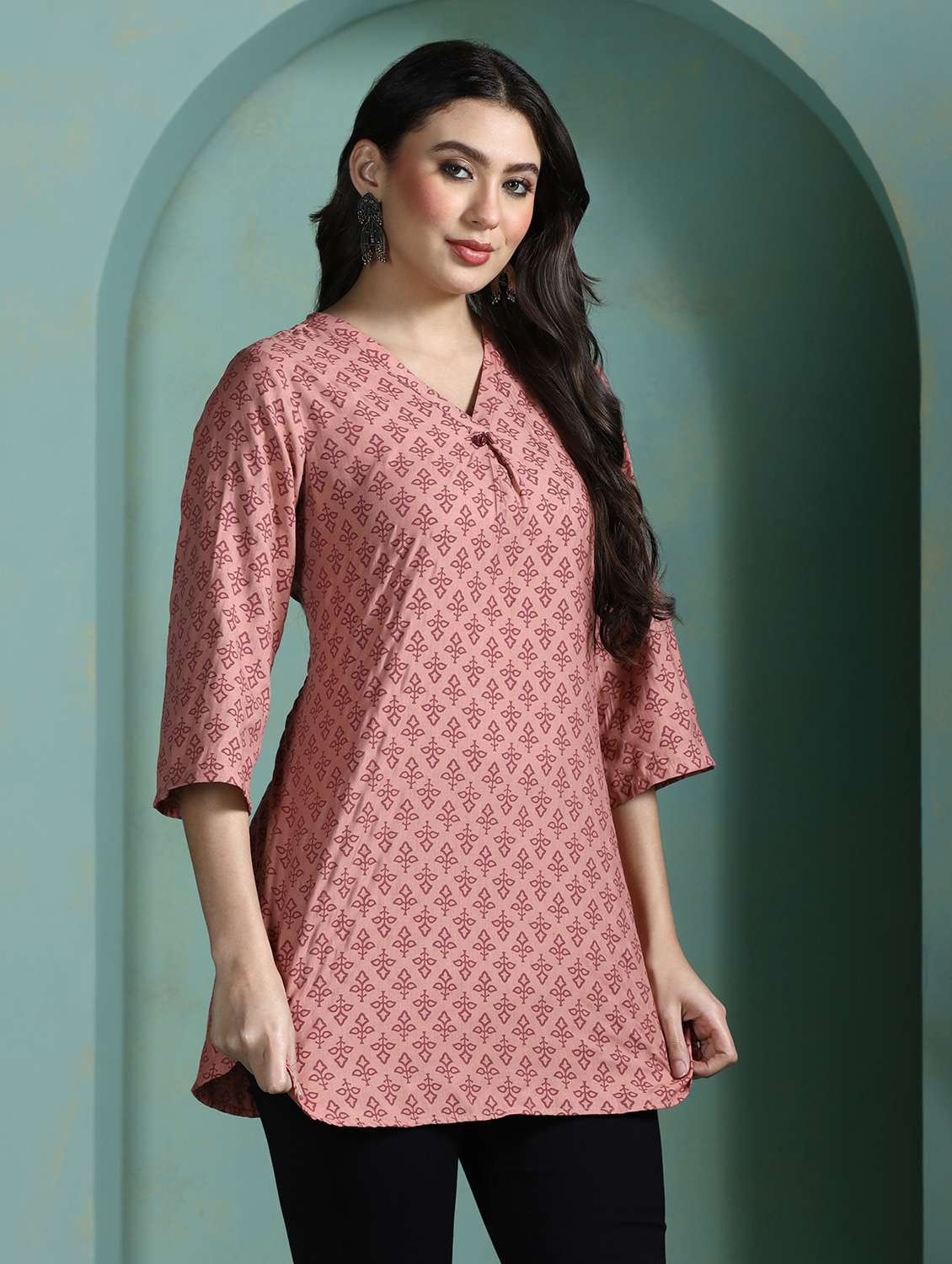 women pink viscose regular tunic - 22449889 -  Standard Image - 2