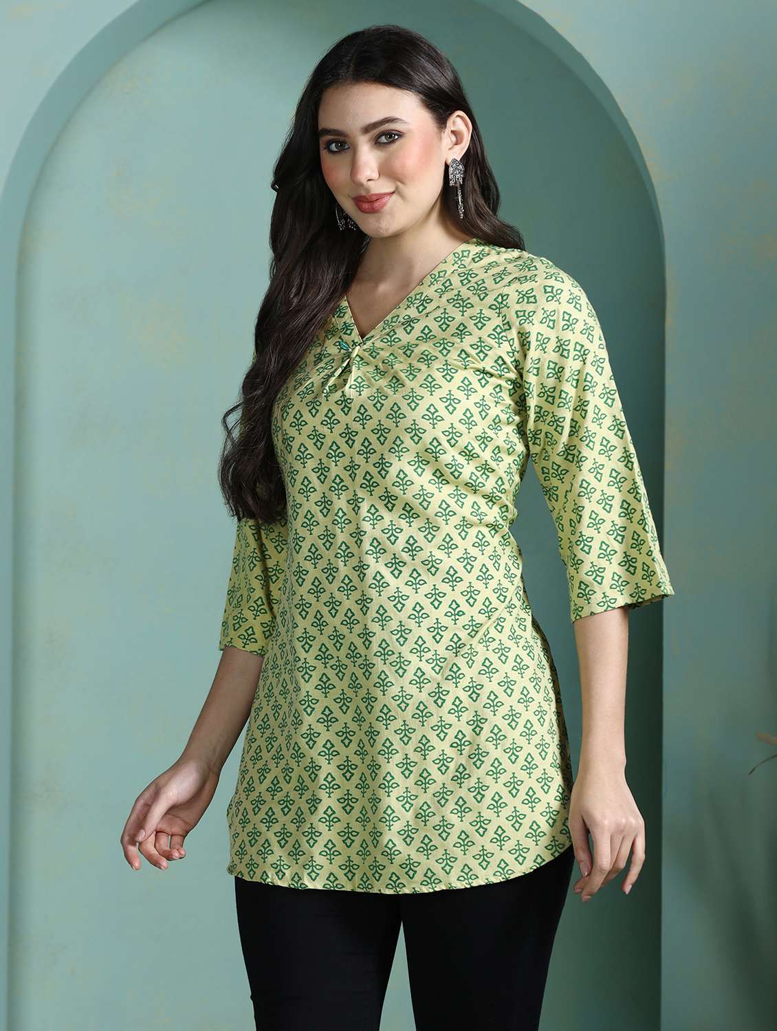 women green viscose regular tunic - 22449890 -  Standard Image - 2