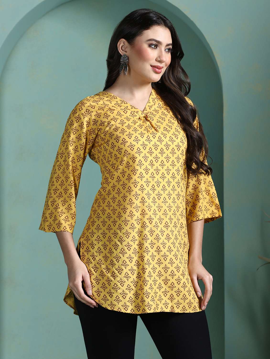women yellow rayon regular tunic - 22449891 -  Standard Image - 2