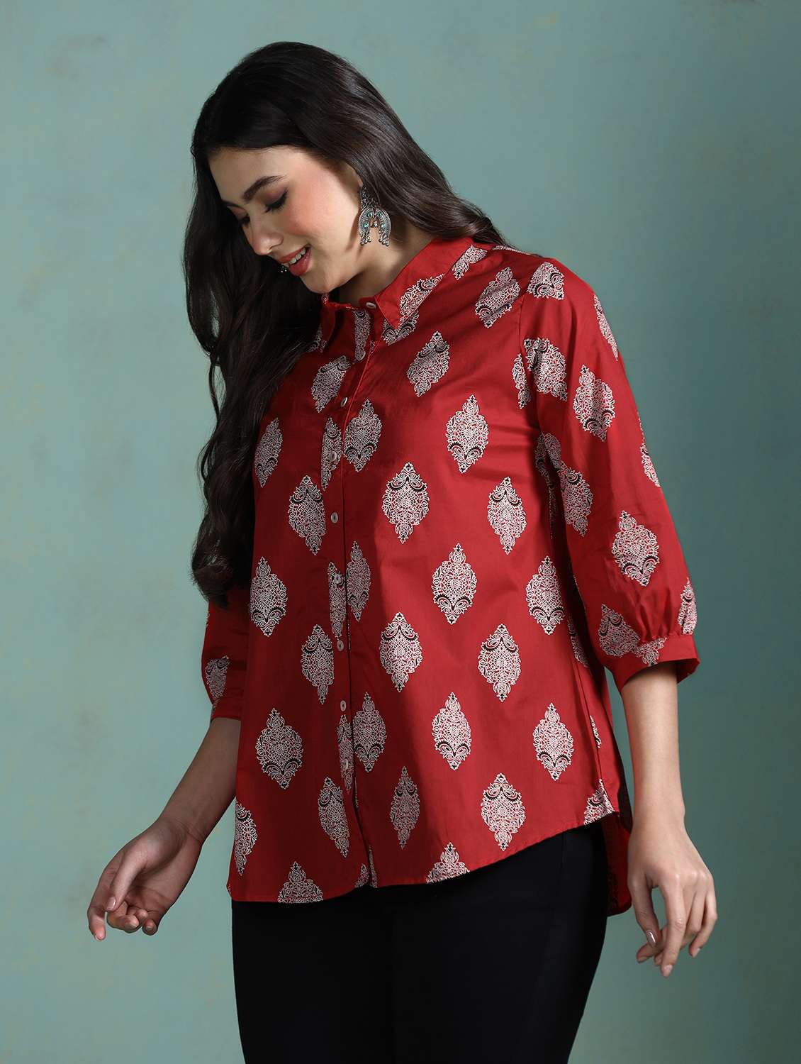 women fuchsia cotton a-line tunic - 22449898 -  Standard Image - 2