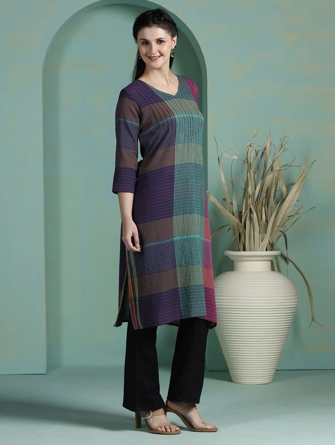  women multi colored cotton straight kurta - 22449904 -  Standard Image - 2