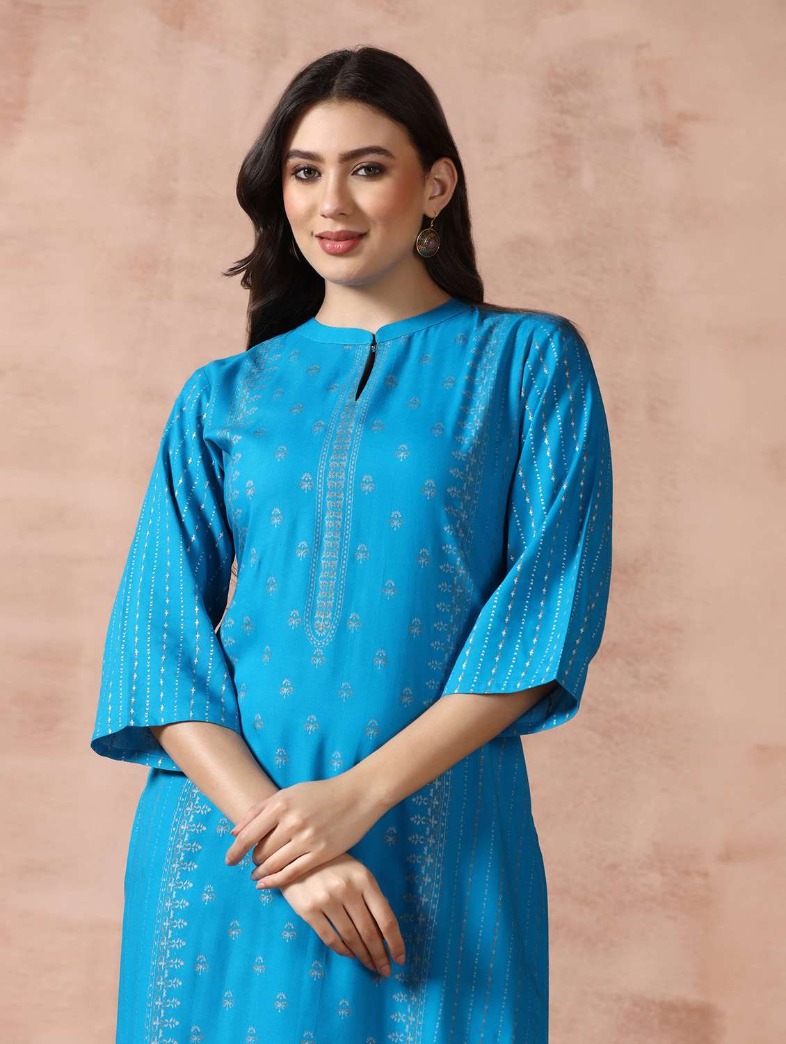  women blue rayon straight kurta - 22449908 -  Standard Image - 2
