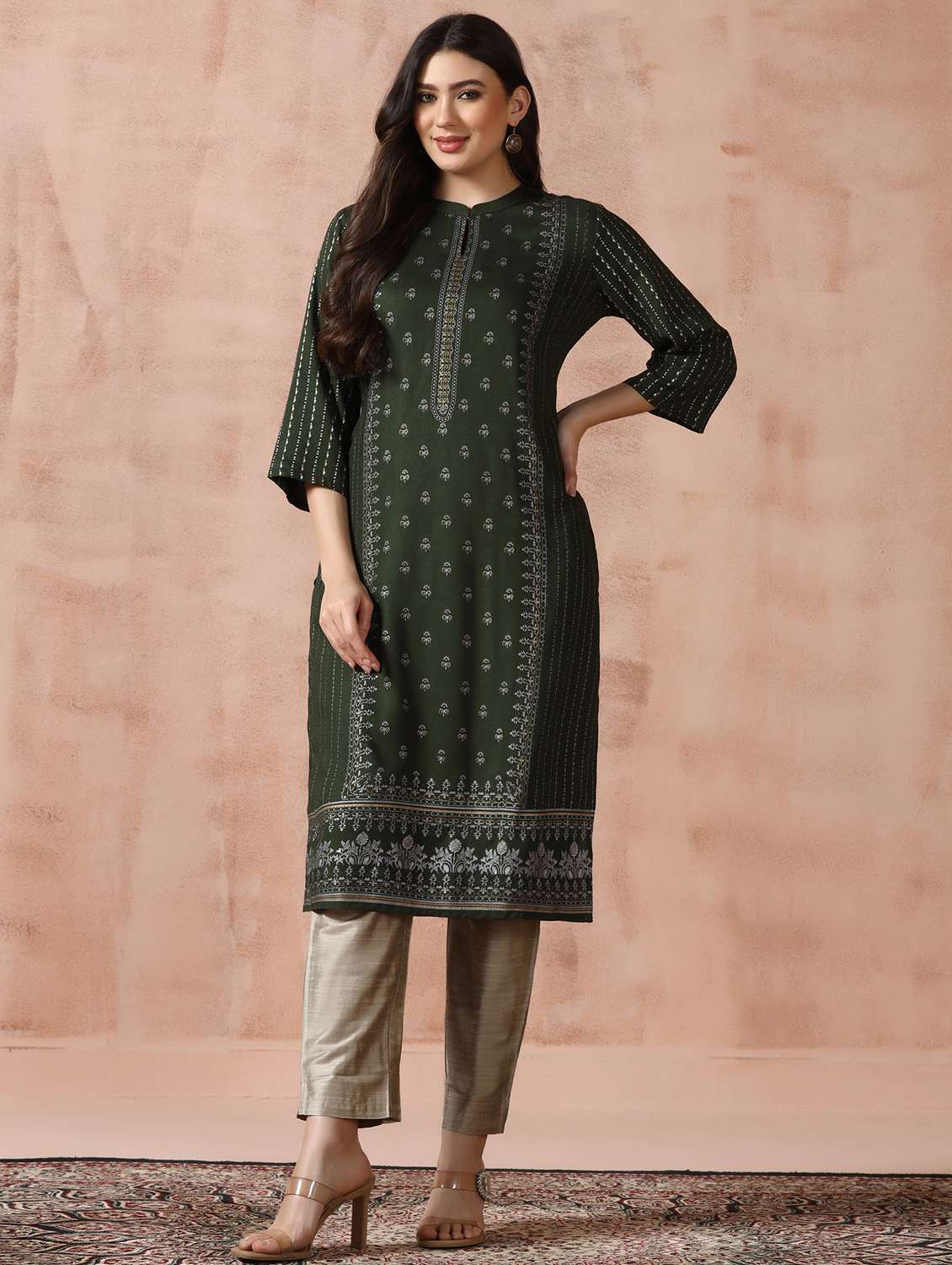  women green rayon straight kurta - 22449911 -  Standard Image - 2