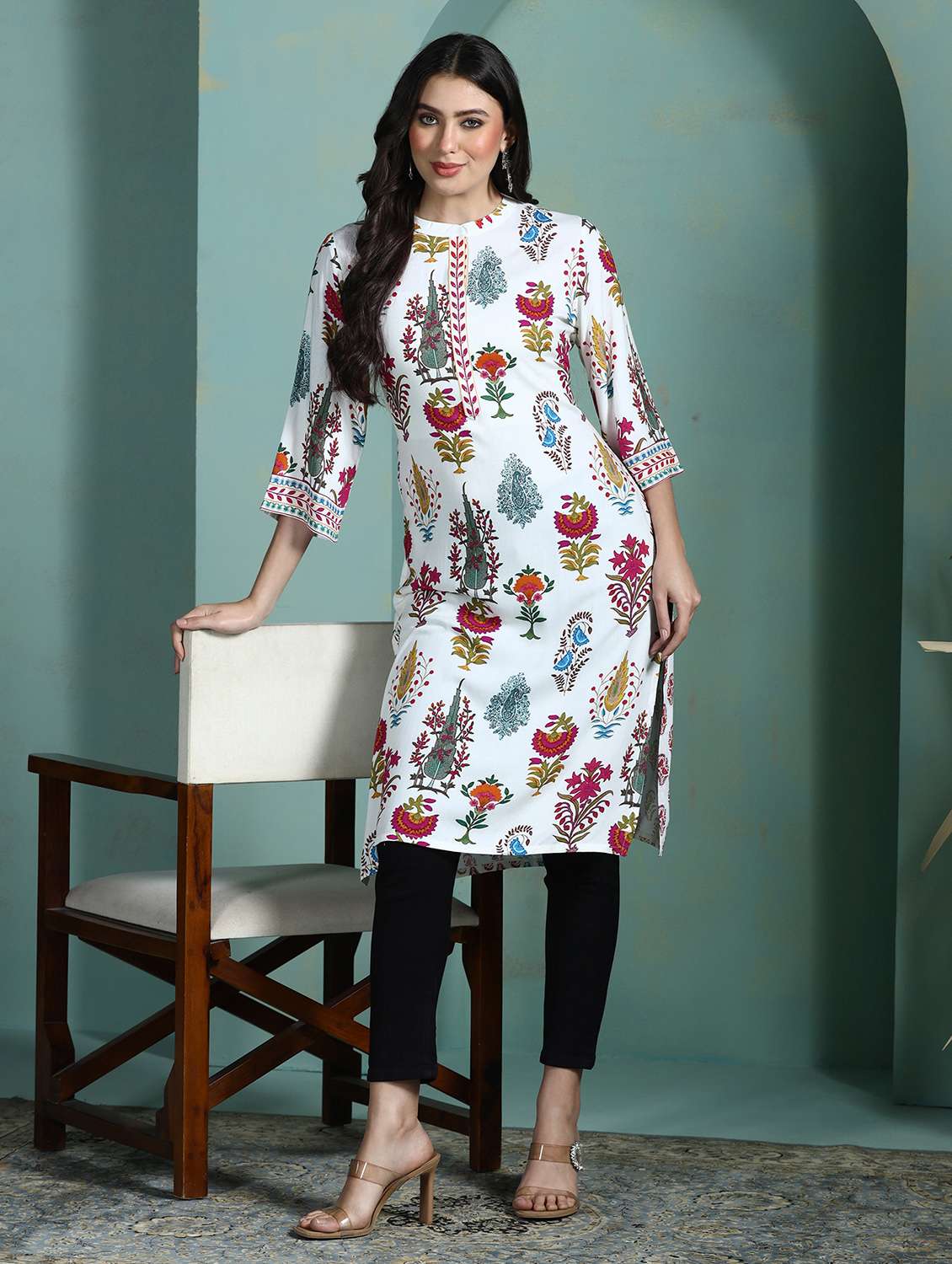 women off white rayon straight kurta - 22449919 -  Standard Image - 2