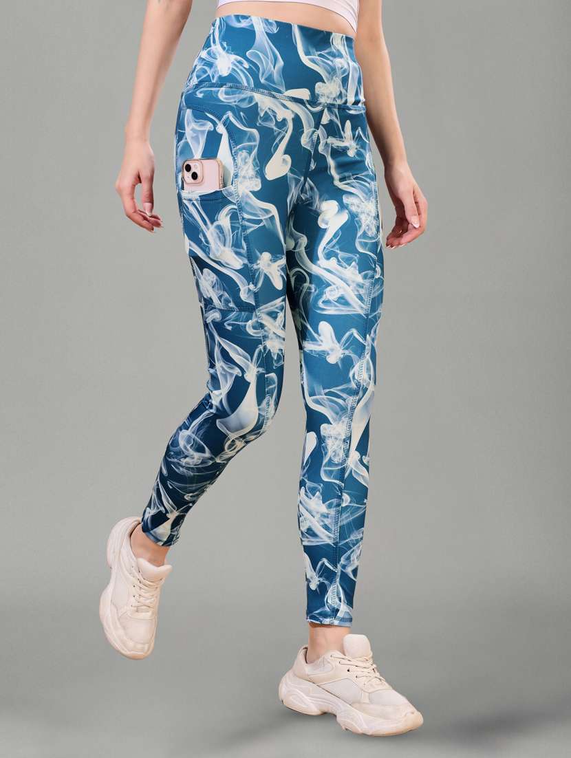women printed mid rise yoga pants - 22450080 -  Standard Image - 2