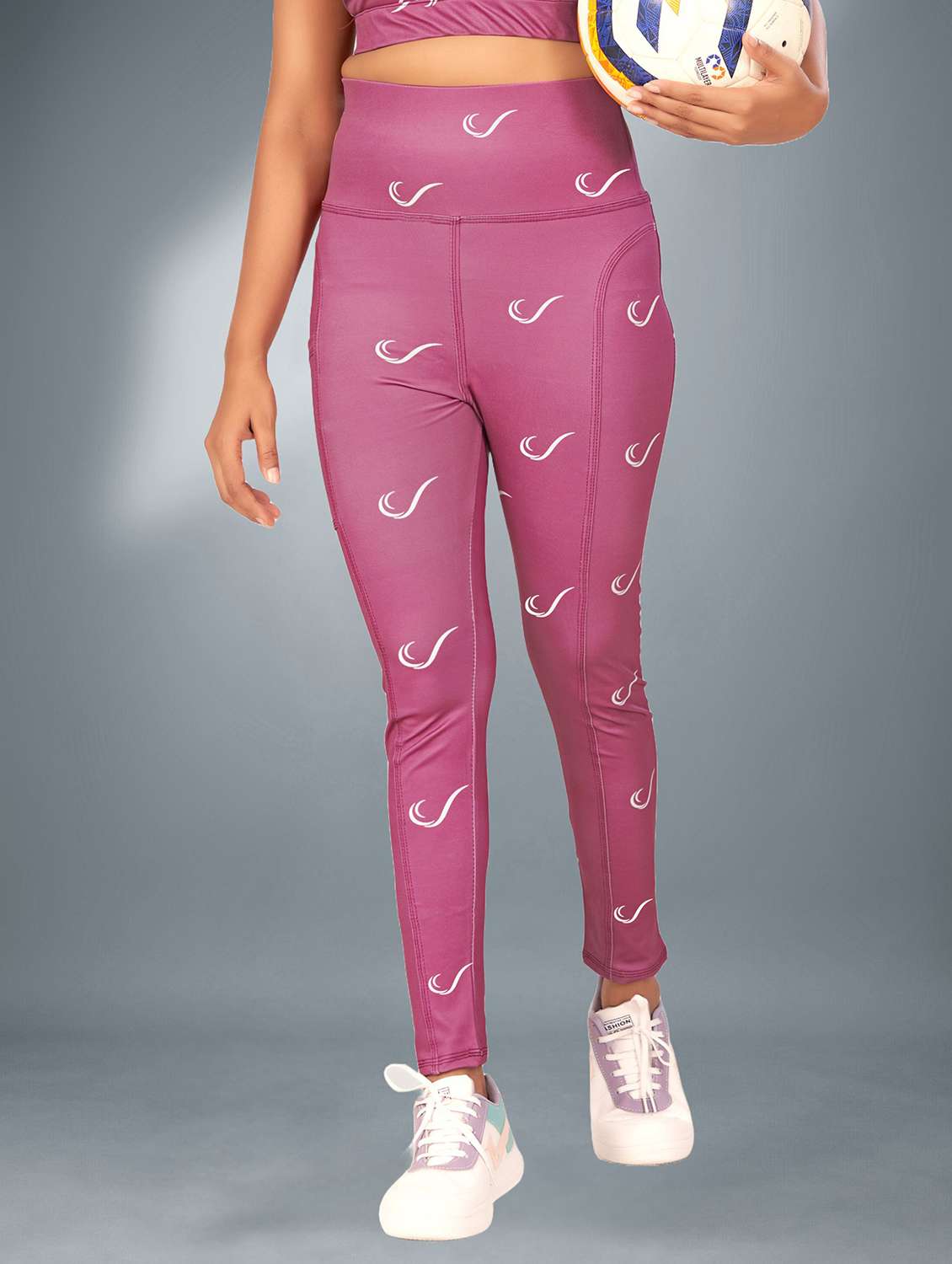women printed mid rise yoga pants