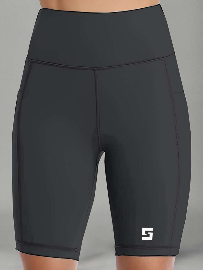 women grey polyester sports shorts short - 22450216 -  Standard Image - 2