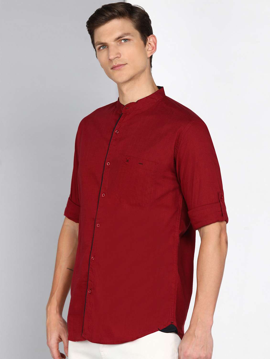 men solid long sleeve regular fit casual shirt - 22450333 -  Standard Image - 2