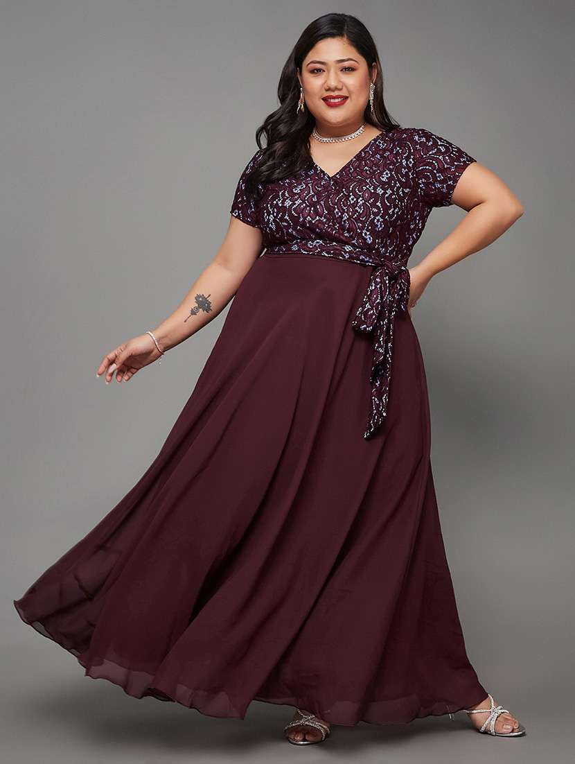 women self design v neck fit and flare dress - 22450491 -  Standard Image - 2