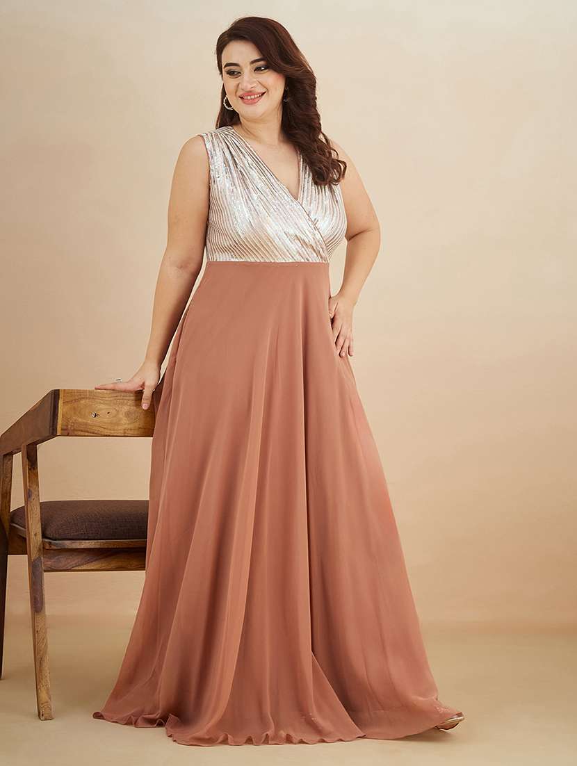 women sequined sleeveless gown