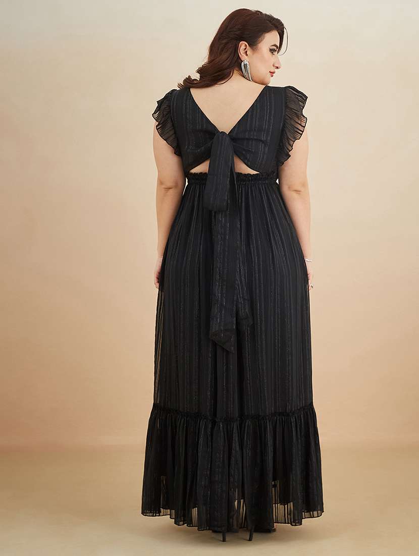 Women Self Design Square Neck Tiered Dress - 22450512 -  Standard Image - 2