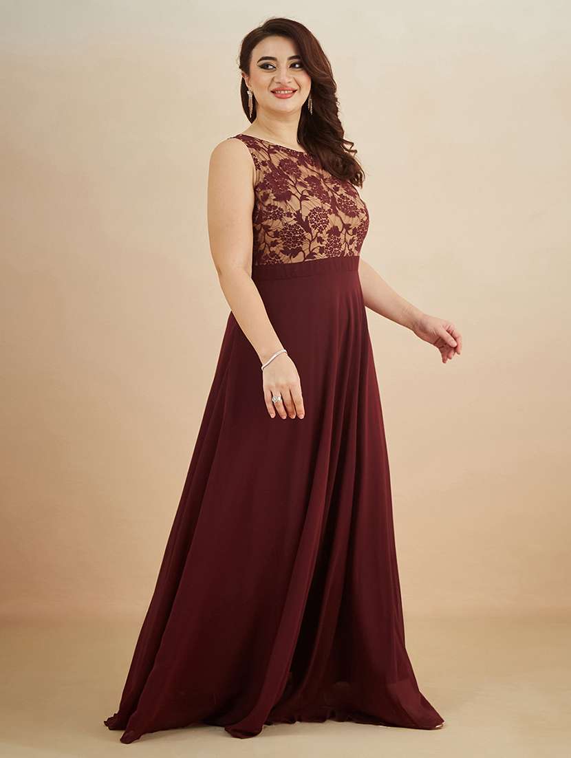 women self design sleeveless gown - 22450513 -  Standard Image - 2