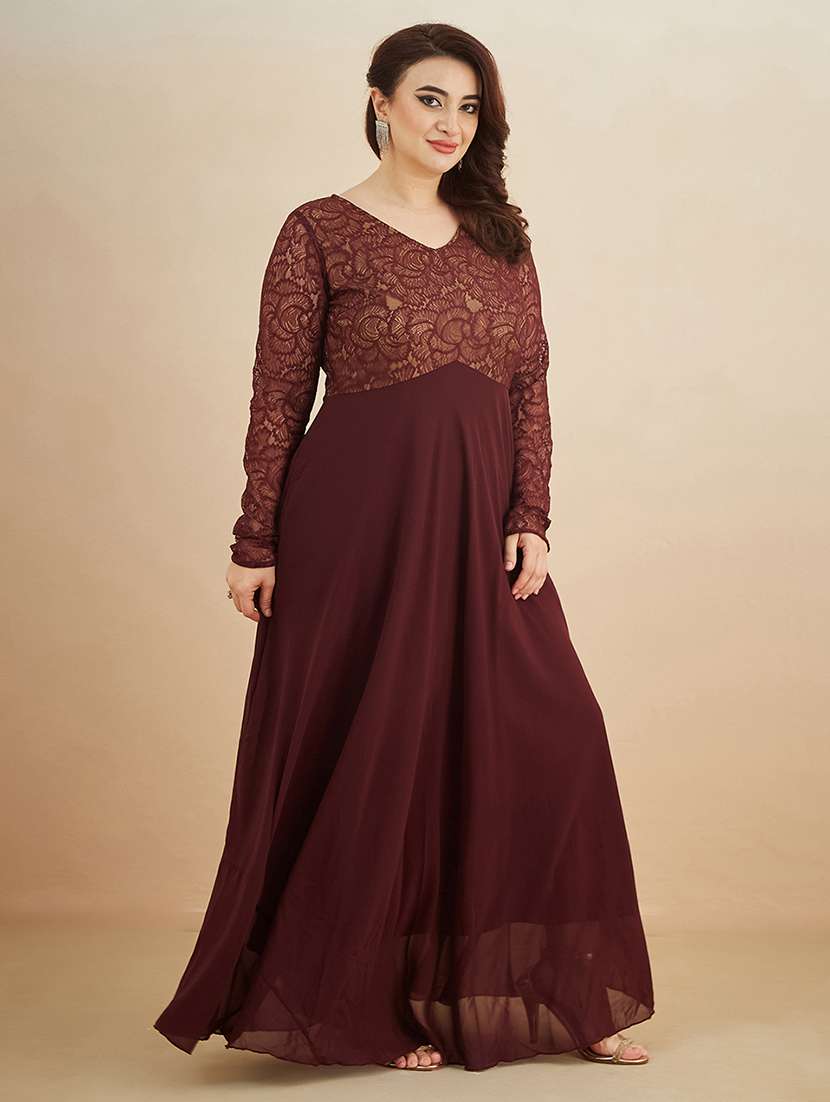 Women Self Design V Neck Fit And Flare Dress - 22450514 -  Standard Image - 2
