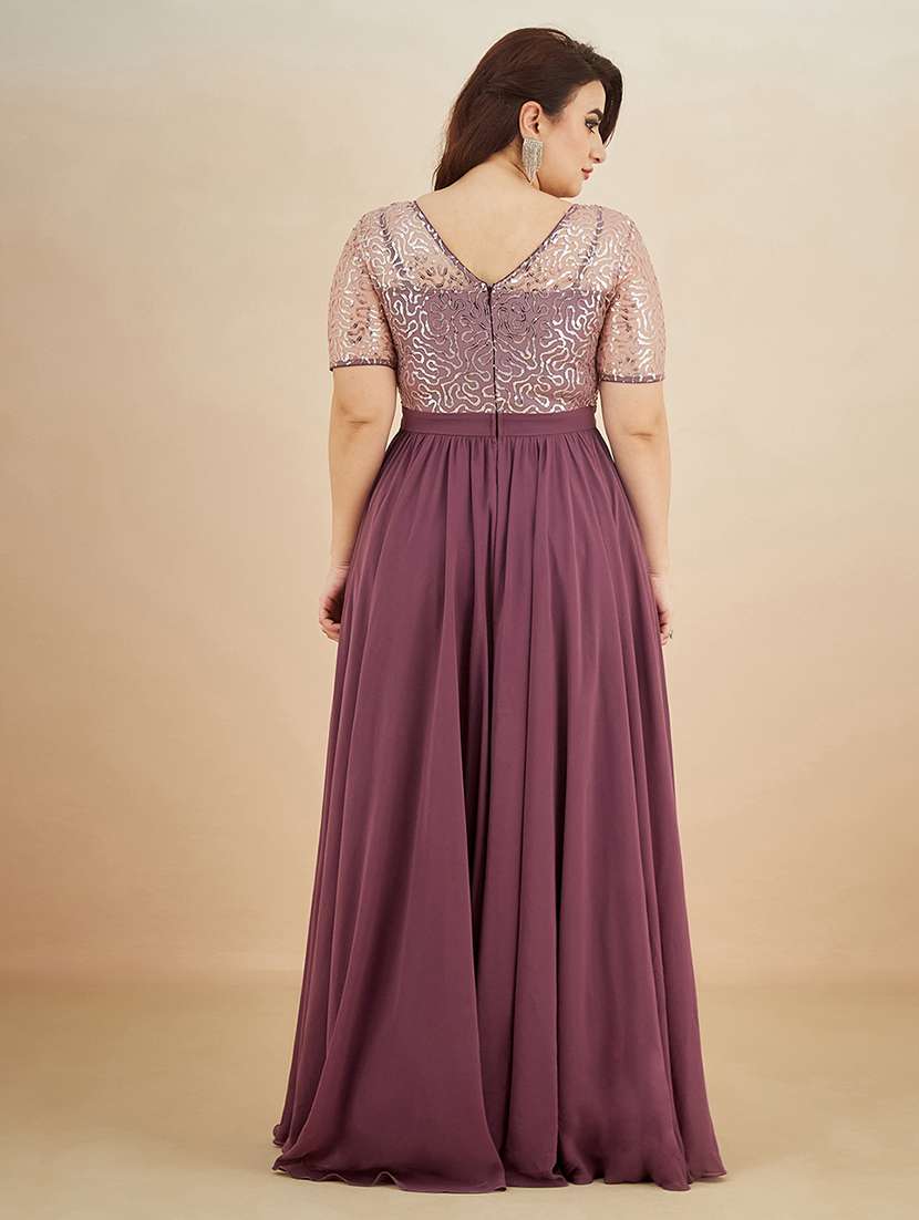 women sequined round neck gown - 22450521 -  Standard Image - 2