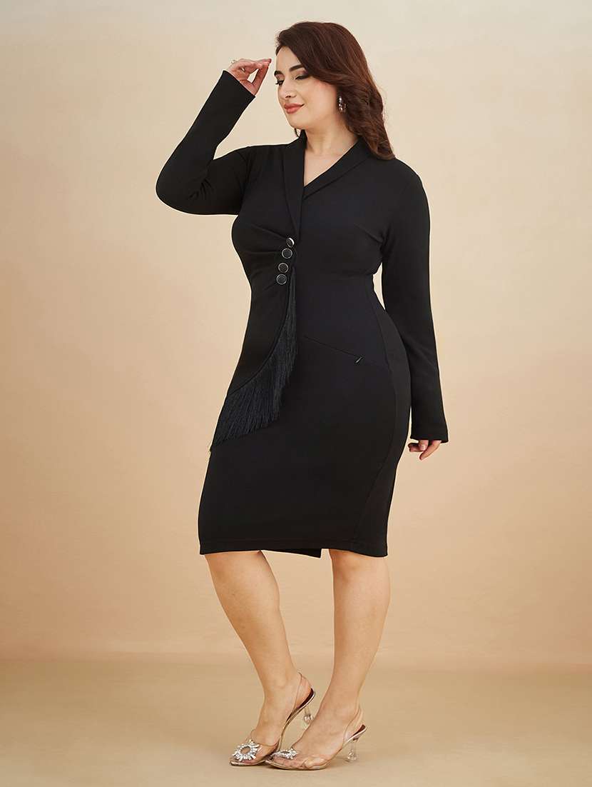 Women Solid Long Sleeves Bodycon Dress - 22450522 -  Standard Image - 2