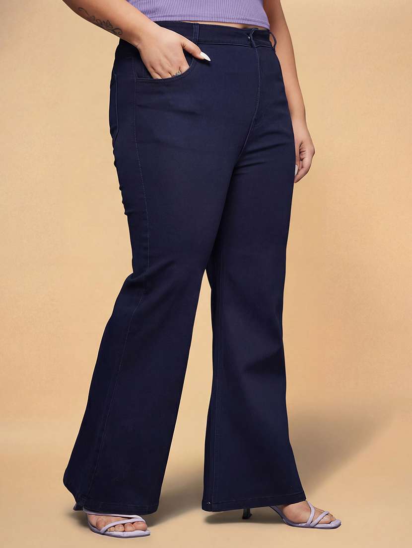 Women Solid High Rise Bootcut Jean - 22450536 -  Standard Image - 2