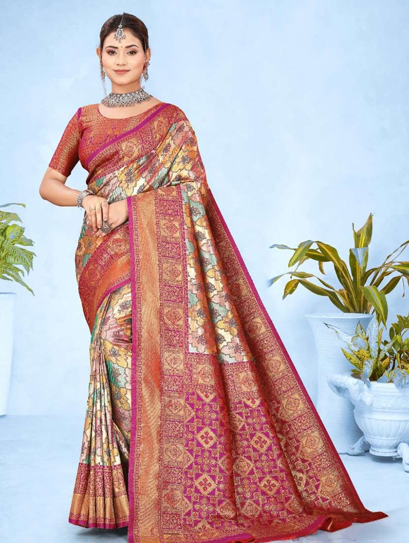 women self design kanjivaram saree with blouse