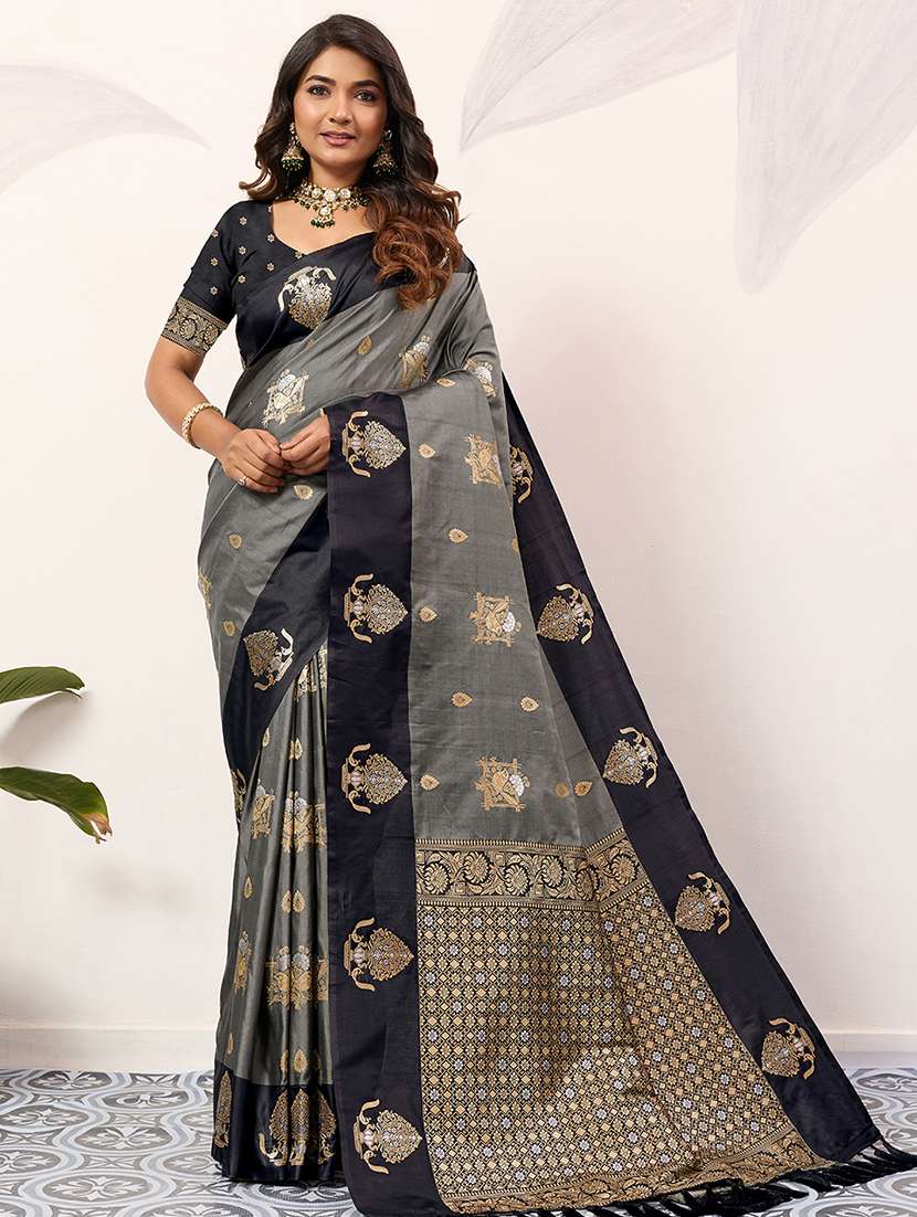 women self design banarasi saree with blouse