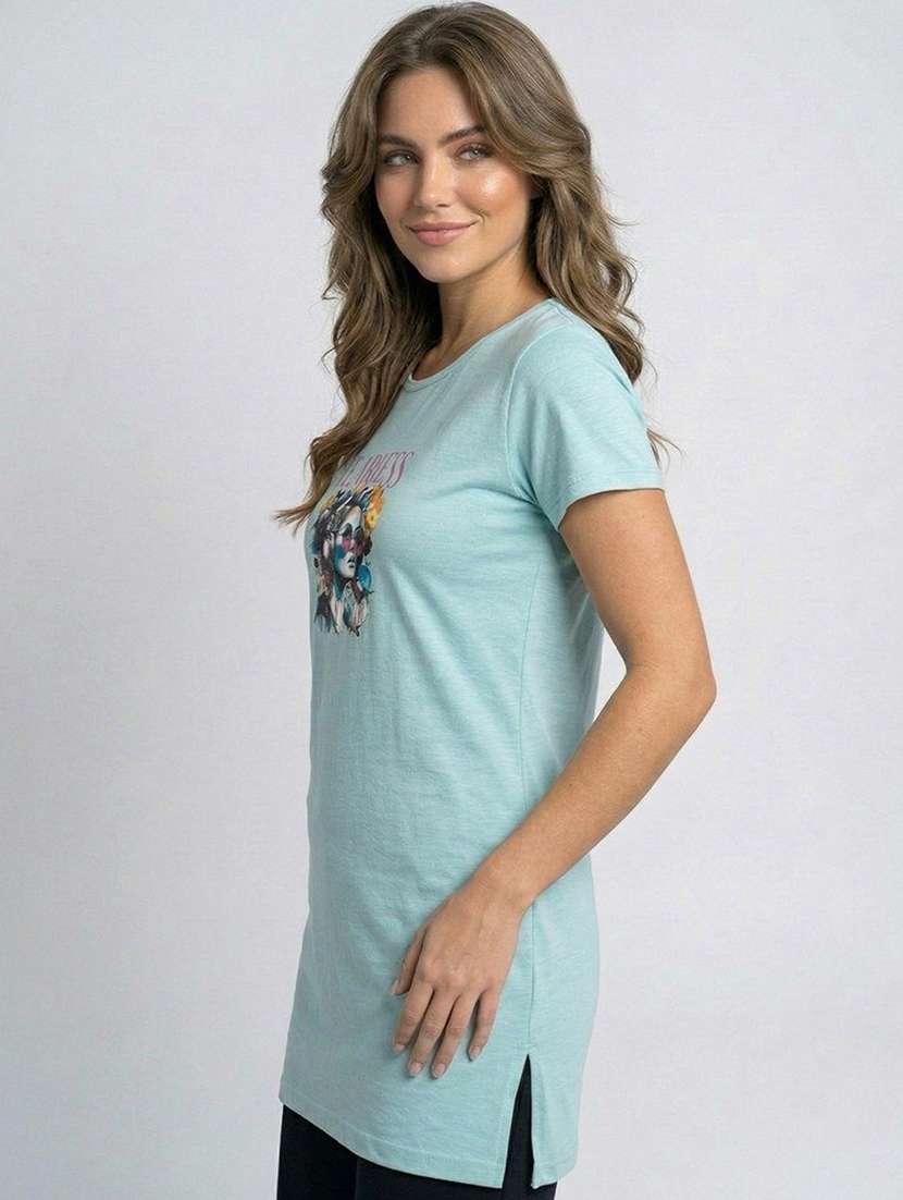 Women Printed Short Sleeve Loungewear T-shirt - 22451267 -  Standard Image - 2