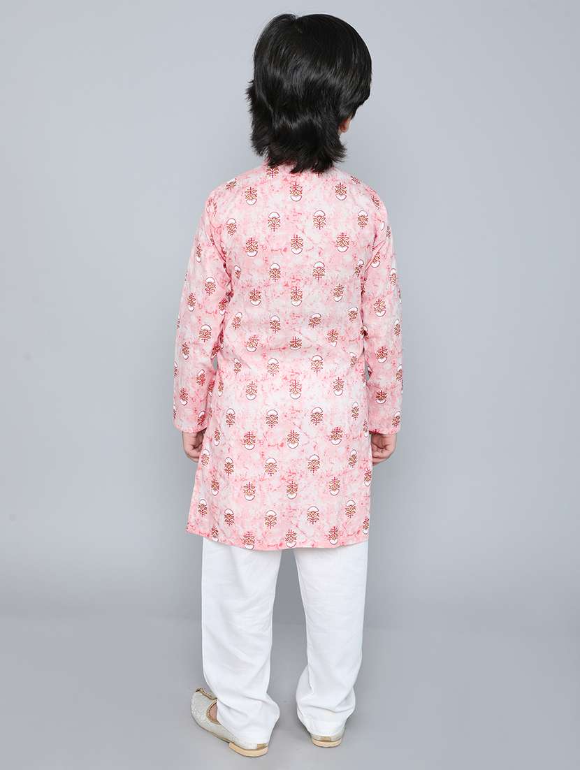 boys printed mandarin neck kurta pyjama set - 22451300 -  Standard Image - 2