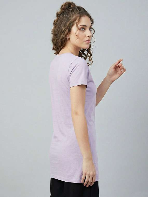 women purple cotton blend regular t-shirt - 22451402 -  Standard Image - 2