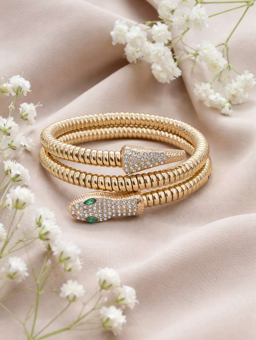 gold-plated snake design crystal bracelet