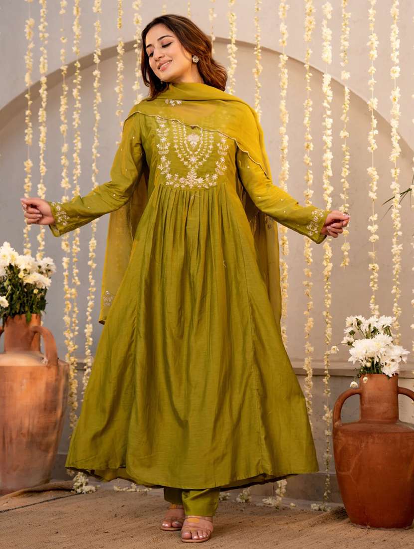 women olive kurta pant set - 22451545 -  Standard Image - 2